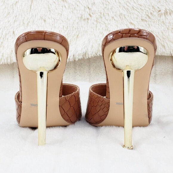 Venus Brown Slip On Pointy Toe High Heel Slides Brand New - Picture 7 of 12